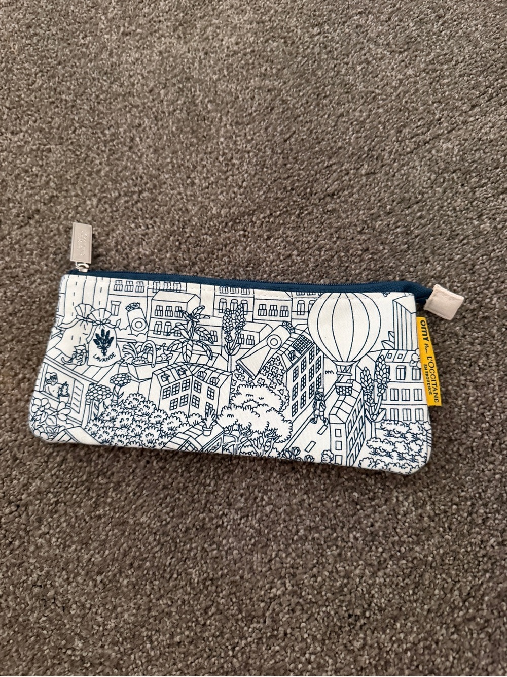 L'OCCITANE White & Blue Cityscape Zip Pouch